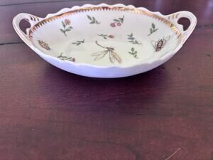 Vintage I Godinger Primavera Porcelain Bowl Dragonfly Bee Ladybug Gold Trim